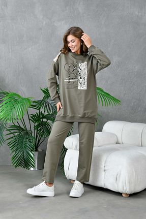 ست بالاتنه و پائین تنه خاکی زنانه بافتنی MVStore - کد 863331308