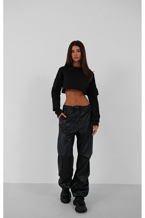 شلوار مشکی زنانه پنبه - پلی استر - الاستین Black Fashion - کد 863339694