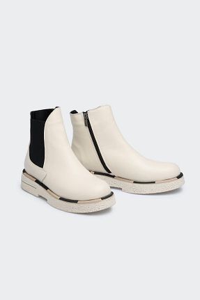 بوت / نیم بوت بژ زنانه چرم خالص Favgi - کد 863340057
