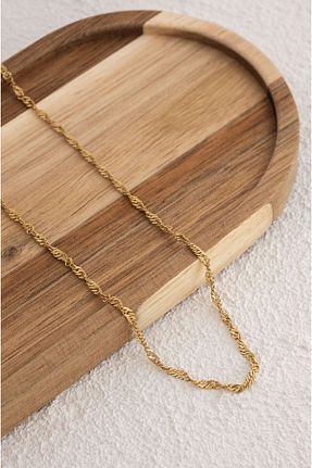 گردنبند استیل ( فولاد ) طلائی زنانه استیل ضد زنگ ByFlorya Jewelry - کد 853796035