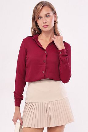 پیراهن سایز بزرگ زرشکی زنانه رگولار armonika - کد 3465680