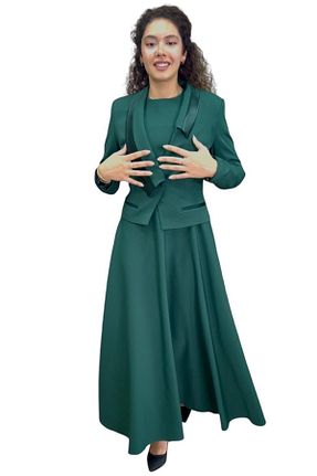 کت و شلوار سبز زنانه یقه کتی nodilife - کد 863363708