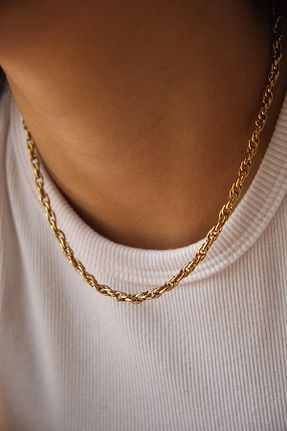 گردنبند استیل ( فولاد ) طلائی زنانه استیل ضد زنگ ByFlorya Jewelry - کد 855224740