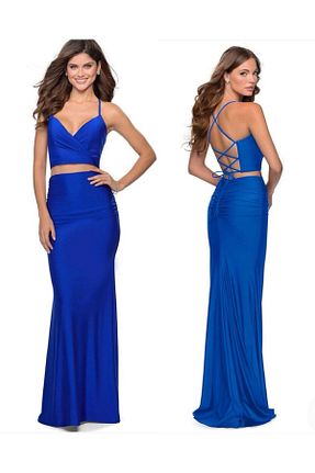 ست بالاتنه و پائین تنه آبی زنانه بافتنی hipnoz butik - کد 863383533