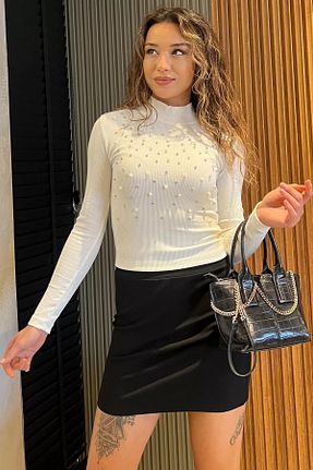 بلوز سفید زنانه ساده GÜLSELİ - کد 863416186