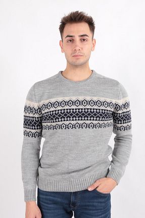 پلیور طوسی مردانه طرح دار Cazador - کد 863399103