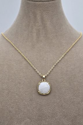 گردنبند جواهر سفید زنانه سنگ طبیعی NBS Beautiful Naturel Stones - کد 863418297