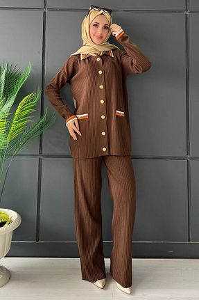ست بالاتنه و پائین تنه حجاب قهوه ای زنانه رگولار Julude - کد 863422189