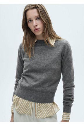 پلیور بنفش زنانه ساده MANGO - کد 856366216