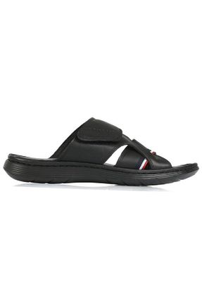دمپائی مشکی مردانه چرم خالص U.S. Polo Assn. - کد 863419735