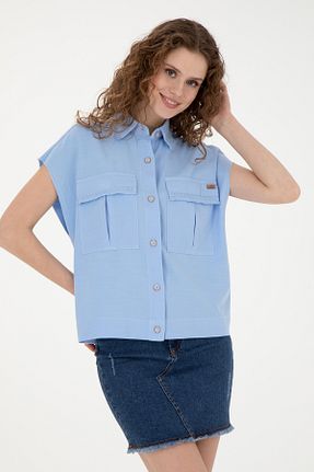 پیراهن آبی زنانه یقه پیراهنی U.S. Polo Assn. - کد 827107538