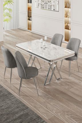 ست میز آشپزخانه سفید MDF Canisa - کد 863426896