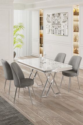 ست میز آشپزخانه سفید MDF Canisa - کد 863426896