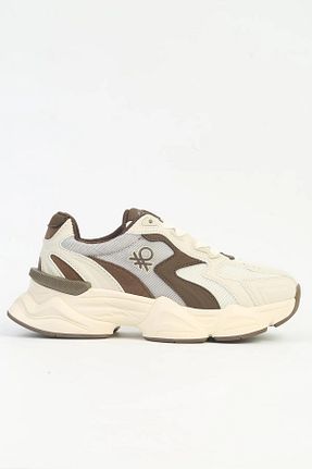 کفش اسنیکر بژ زنانه بند دار Benetton - کد 863433299
