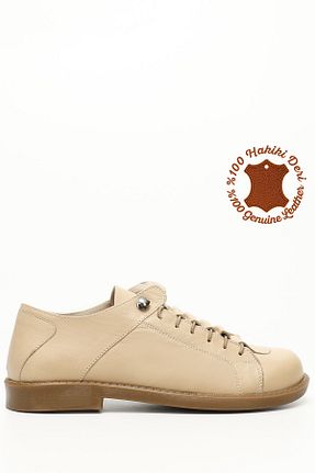 کفش کژوال بژ زنانه چرم خالص GÖNDERİ(R) - کد 666816174