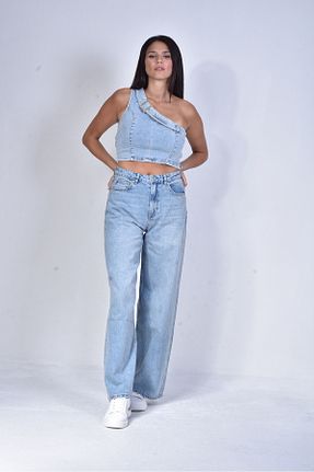 شلوار جین متالیک زنانه پاچه گشاد Acey jeans - کد 862881162