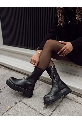 بوت / نیم بوت مشکی زنانه چرم مصنوعی BeBeQ Store - کد 180491512