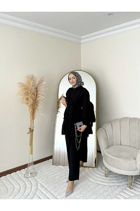 ست بالاتنه و پائین تنه مشکی زنانه بافتنی Hasenna - کد 824996579