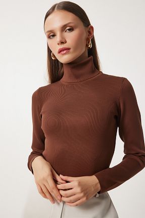 بلوز قهوه ای زنانه ساده Happiness İstanbul - کد 862594632