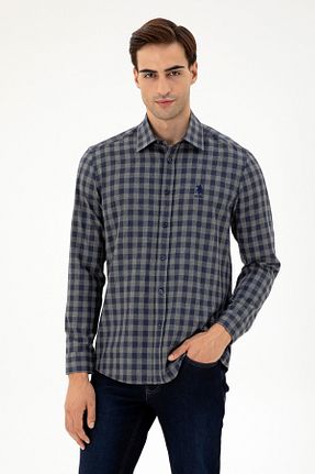 پیراهن طوسی مردانه یقه پیراهنی U.S. Polo Assn. - کد 862465389