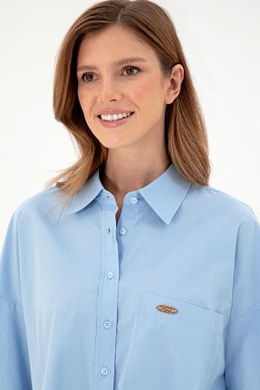 پیراهن آبی زنانه یقه پیراهنی U.S. Polo Assn. - کد 862573047