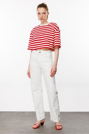 شلوار جین سفید زنانه پاچه لوله تفنگی Denim Trip - کد 836257822
