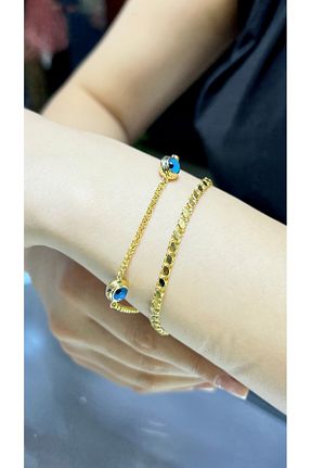 دستبند طلا زرد زنانه 14 عیار kuyumcu nurettin - کد 853200999