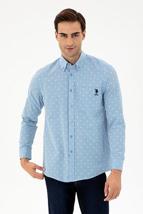 پیراهن آبی مردانه یقه پیراهنی U.S. Polo Assn. - کد 862465518