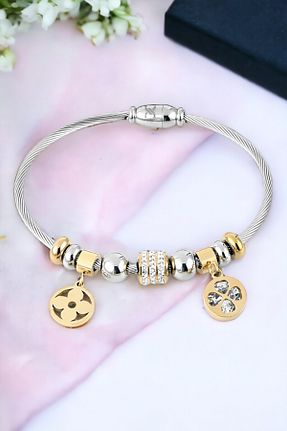 دستبند استیل (فولاد) طلائی زنانه استیل ضد زنگ Daniel Klein - کد 837901080