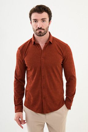 پیراهن نارنجی مردانه اسلیم فیت Mcr - کد 859932922