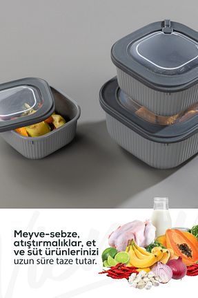 ظرف نگهداری طوسی پلاستیک Vienev - کد 862569286