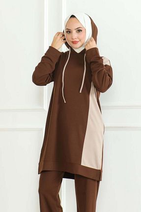 ست بالاتنه و پائین تنه حجاب قهوه ای زنانه گشاد Genel Markalar - کد 862502973