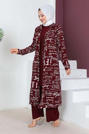 ست بالاتنه و پائین تنه حجاب زرشکی زنانه رگولار Sgs - کد 830095994