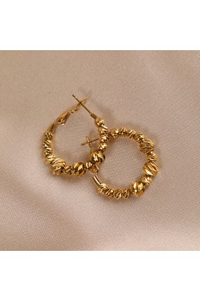 گوشواره استیل (فولاد) طلائی زنانه استیل ضد زنگ FOURSOLOS - کد 862523159