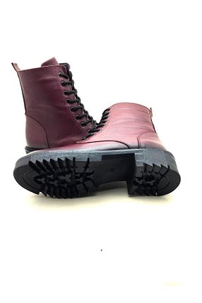چکمه زرشکی زنانه چرم خالص AYMODA AYAKKABI - کد 862541528
