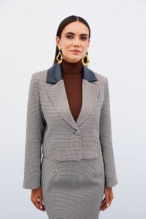 کت قهوه ای زنانه A-Form فیت Sateen - کد 858147830