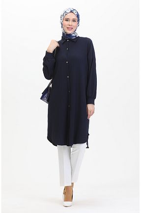 تونیک حجاب سرمه ای زنانه پلی استر sefamerve - کد 862591837