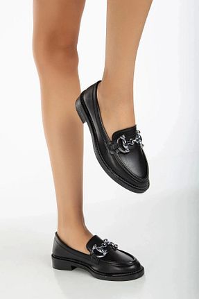 کفش لوفر مشکی زنانه چرم مصنوعی mermaid shoes - کد 862633185
