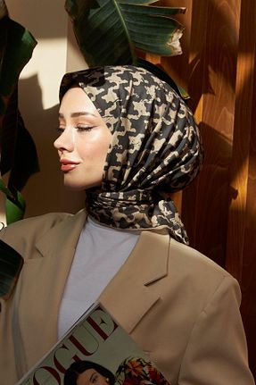 روسری قهوه ای پنبه ای İpekhan - کد 780250057
