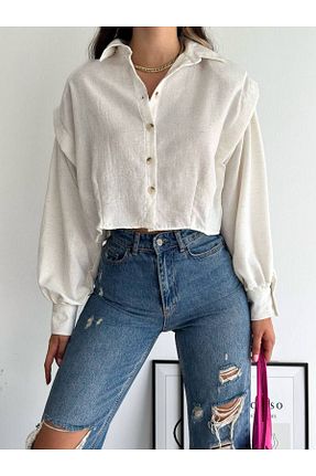 پیراهن بژ زنانه یقه پیراهنی Butik - کد 862632016