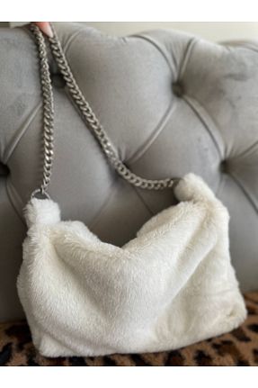 کیف دوشی سفید زنانه پارچه ای fluffy - کد 365768031