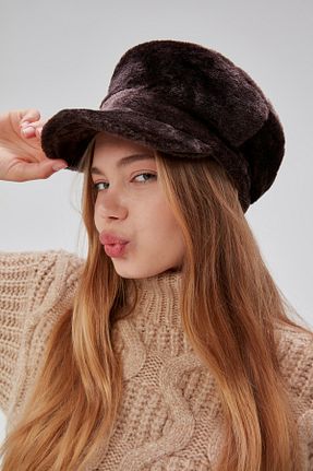 کلاه قهوه ای زنانه خز مصنوعی derikem - کد 862689962