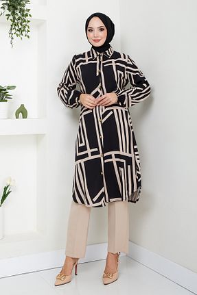 تونیک حجاب مشکی زنانه مخلوط پلی استر ModaMerve - کد 862696857