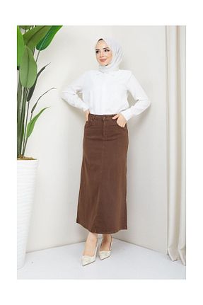 دامن حجاب قهوه ای زنانه Çan VELLICHOR - کد 739035466