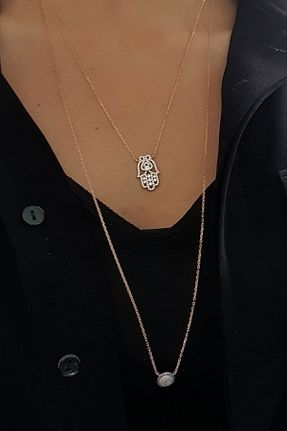 گردنبند نقره طلائی زنانه 925 عیار OSESHOP - کد 289256293