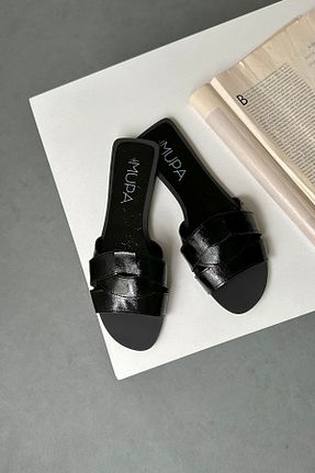 دمپائی مشکی زنانه چرم مصنوعی Mupa Shoes - کد 826992613
