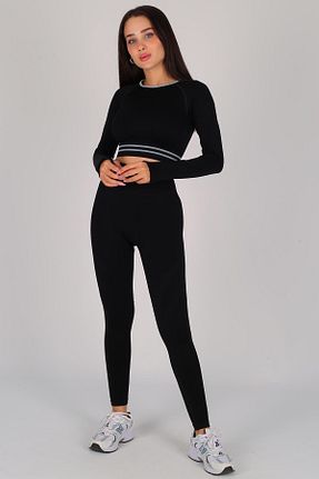 ست بالاتنه و پائین تنه مشکی زنانه بافتنی FACETTE - کد 855486980