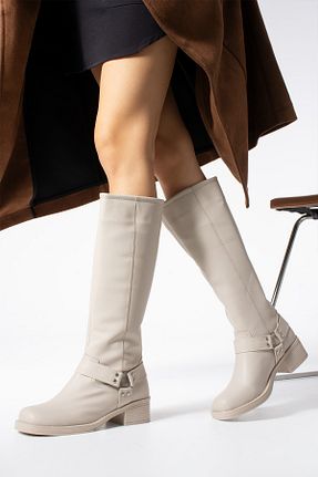 چکمه بژ زنانه چرم مصنوعی Gökçe Shoes - کد 862768715