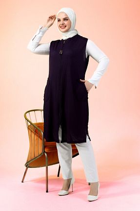 جلیقه حجاب بنفش زنانه سایز بزرگ Ferace - کد 735412437
