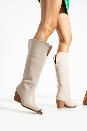 چکمه بژ زنانه پاشنه متوسط (5-9 سانتی متر) Gökçe Shoes - کد 862767590